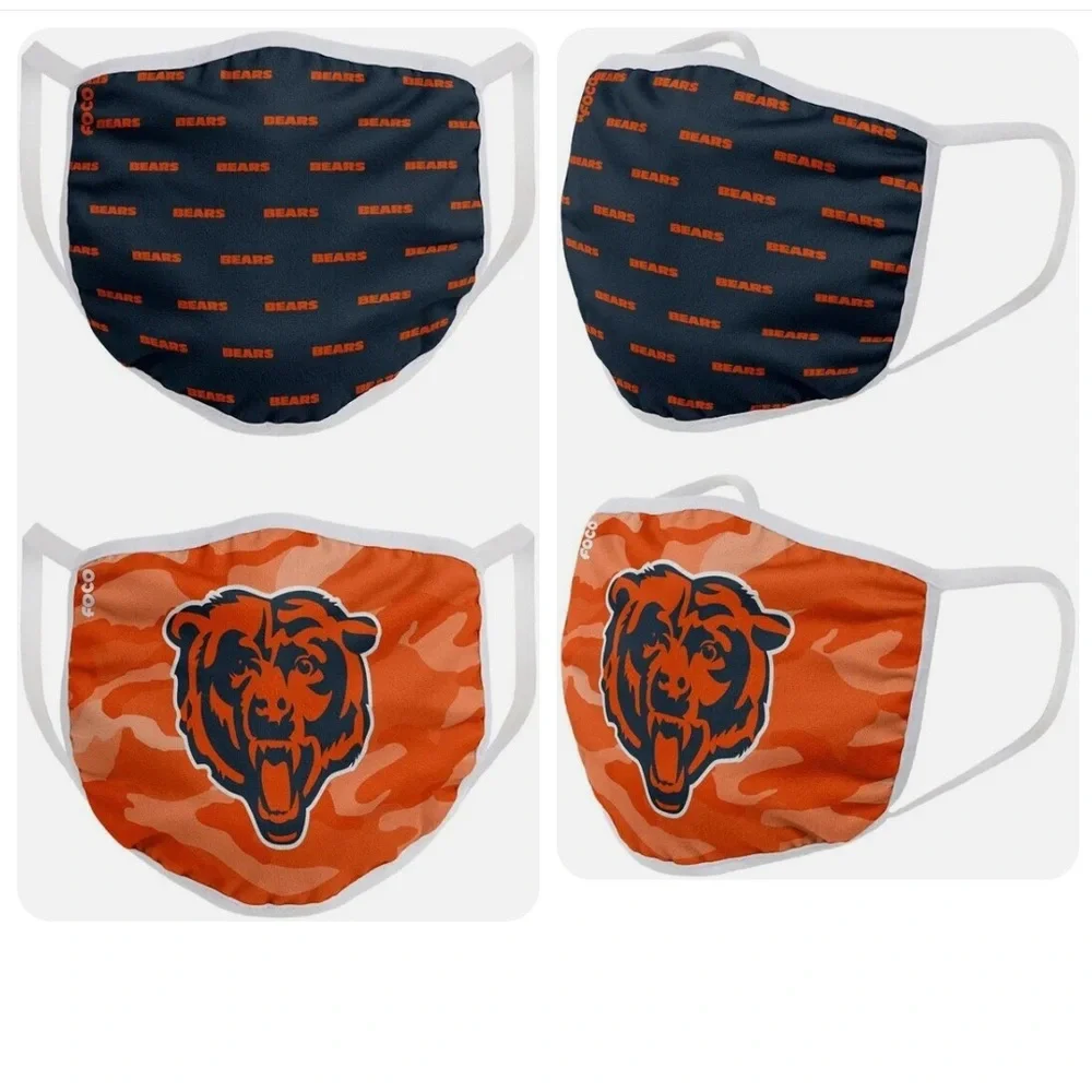 FOCO NFL CHICAGO BEARS CLUTCH 2 PACK FACE MASKS UNISEX ADULT NWT